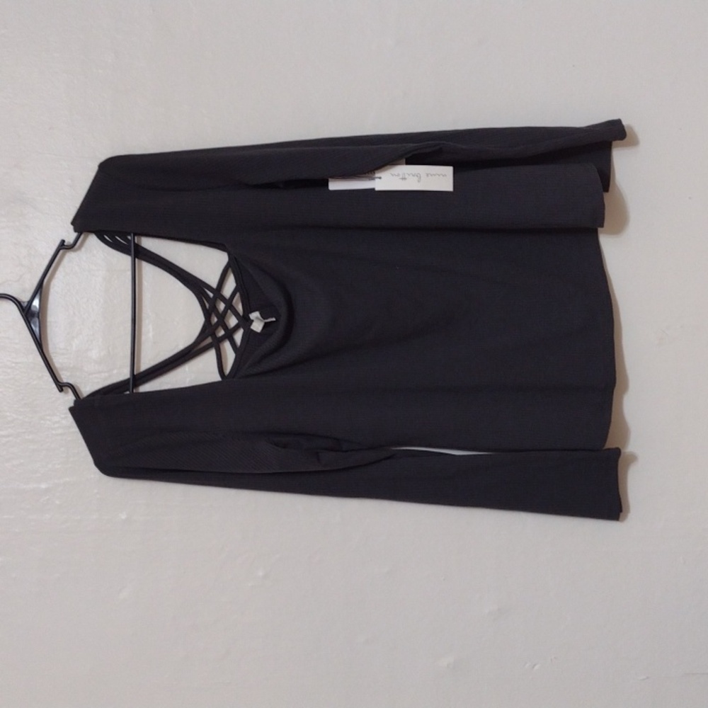 Nine Britton for Stitch Fix Gray Fenton Back Cut Out Knit Top Size XXL NWT